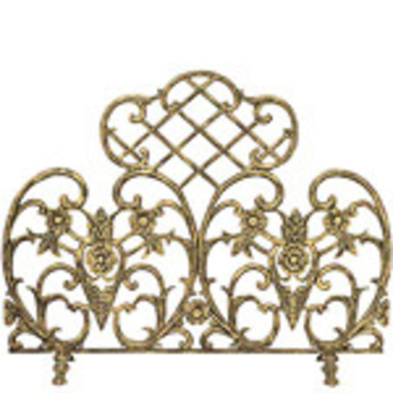 Single Panel Cast Aluminum Fireplace Screen - Antique Gold