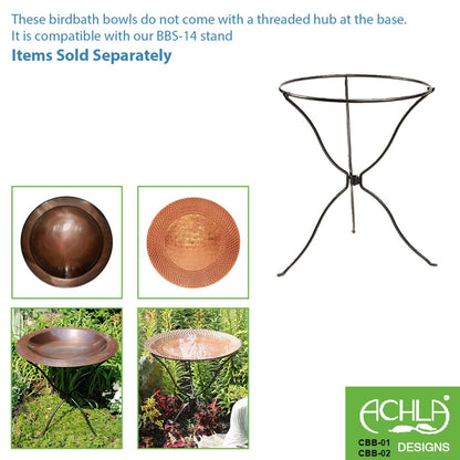 24" Classic Hammered Copper Bird Bath