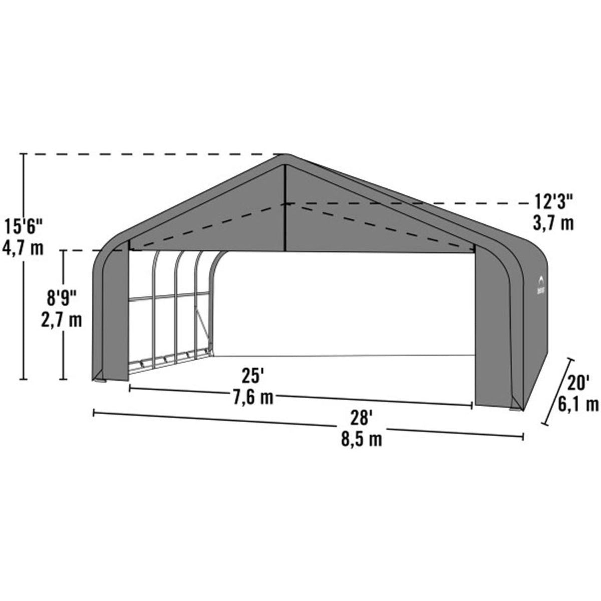 ShelterCoat 28' x 20' Garage With 15.5' Peak Roof - Gray
