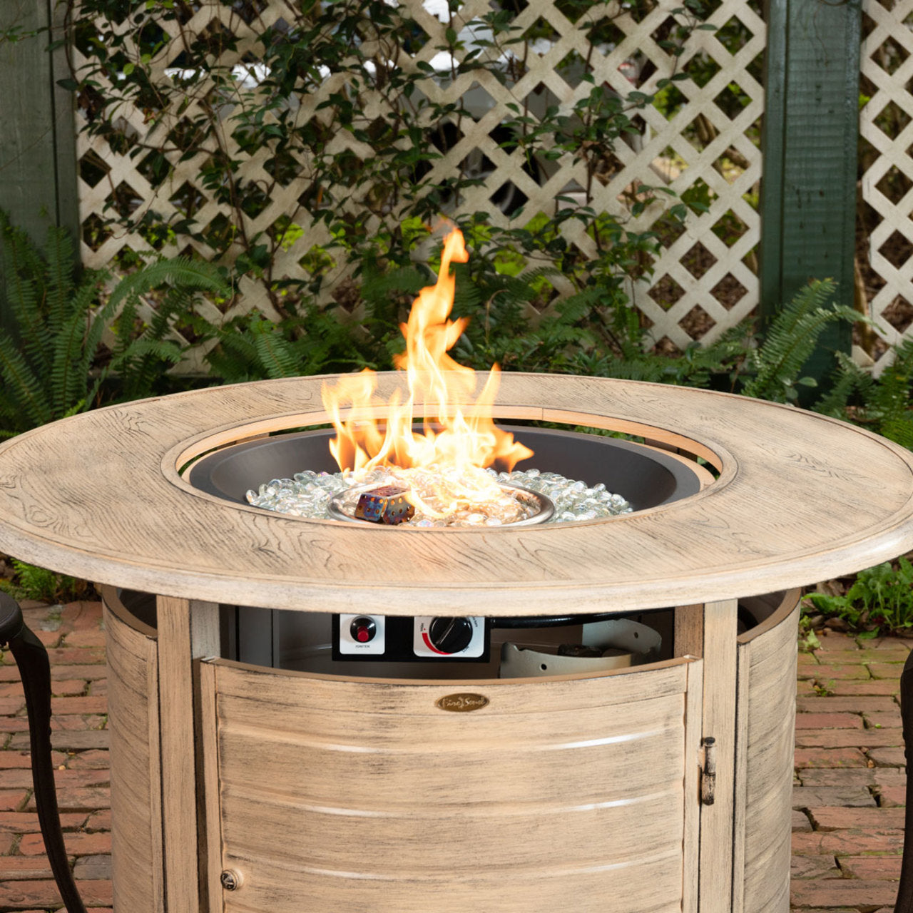 Thatcher Round LPG Fire Pit In Driftwood
