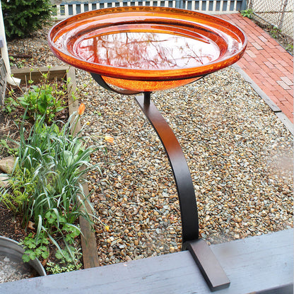 12-in. Birdbath Mandarin Orange Crackle Glass Bowl