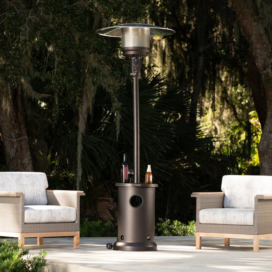 Fire Sense Mocha Finish Patio Heater with Table - 65264