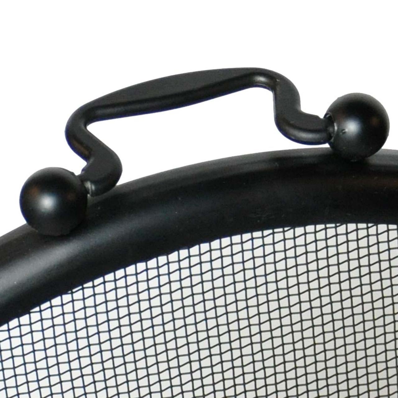 5 Fold Large Diameter Fireplace Screen - Black