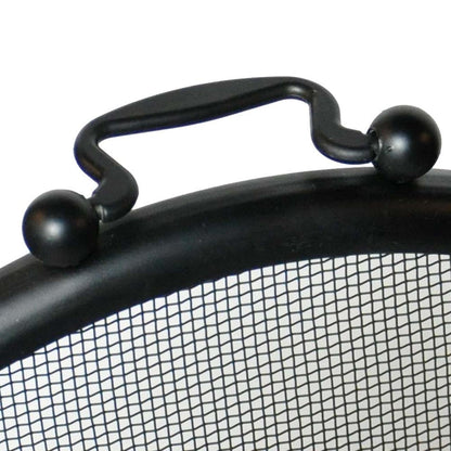 5 Fold Large Diameter Fireplace Screen - Black