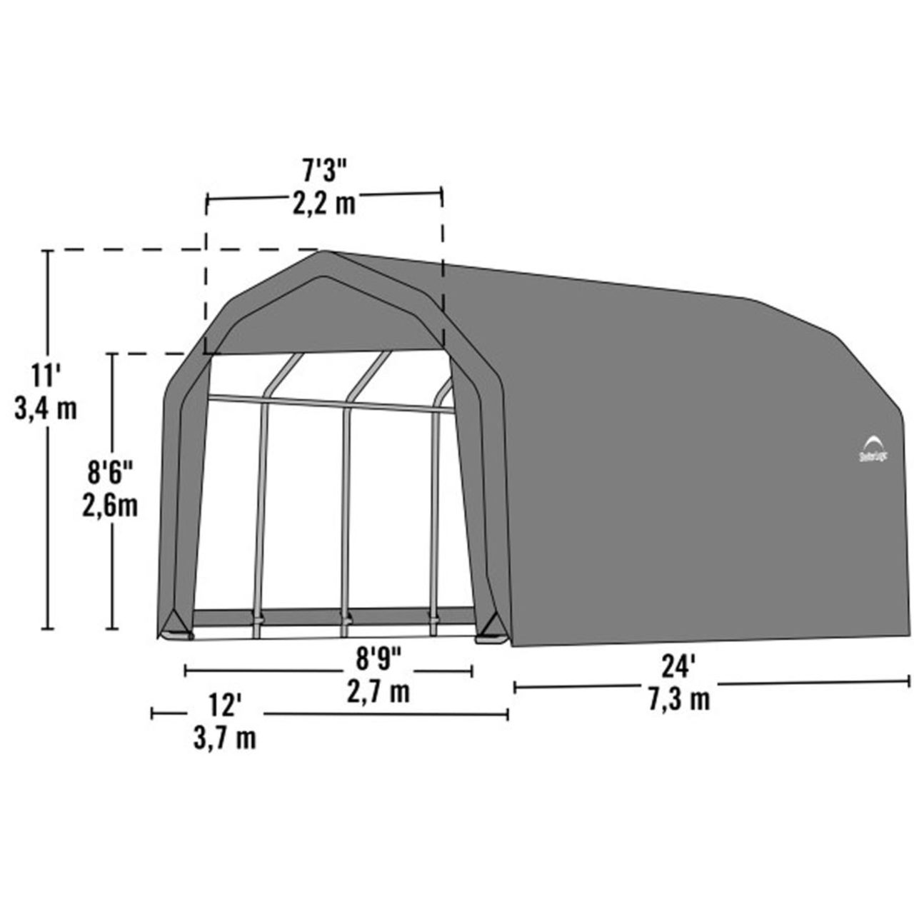 ShelterCoat 12' x  24' Garage Barn - Gray