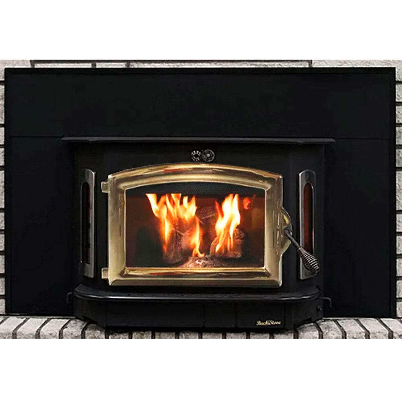 Black Wood Stove with Gold Door - Model 91