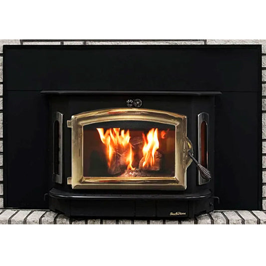 Black Wood Stove with Gold Door - Model 91