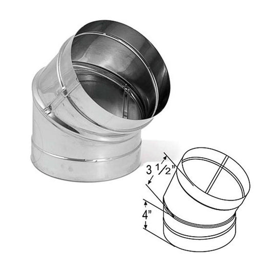 6" DuraBlack Stainless Steel 45 Deg. Elbow - 6DBK-E45SS