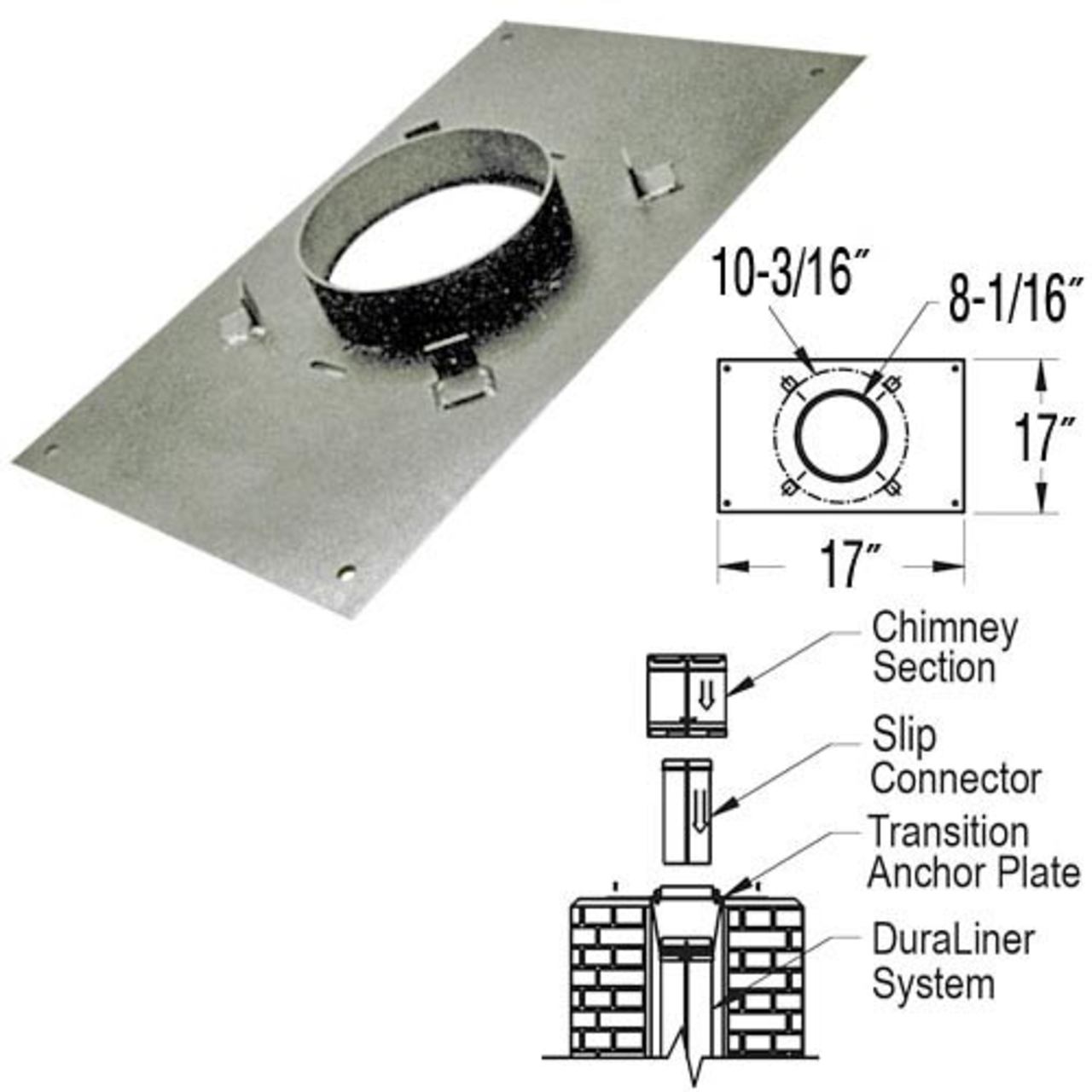 8" DuraLiner 17" x 17" DuraTech Transition Anchor Plate - AP17X17