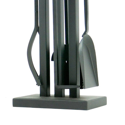 Pilgrim 5 Piece Matte Black Contemporary Tool Set - Brushed Steel Handles