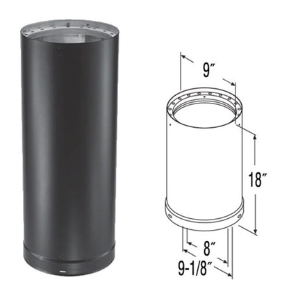 8" x 18" DVL Double-Wall Black Stove Pipe - 8DVL-18