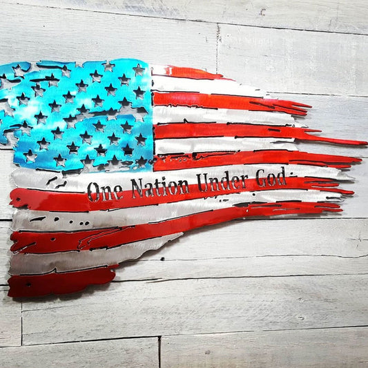24" Decorative Metal Art - Customizable Tattered Flag