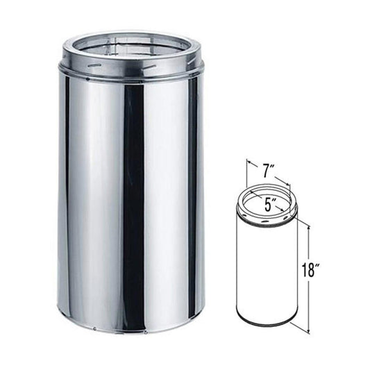 5" x 18" DuraTech Stainless Steel Chimney Pipe - 5DT-18SS