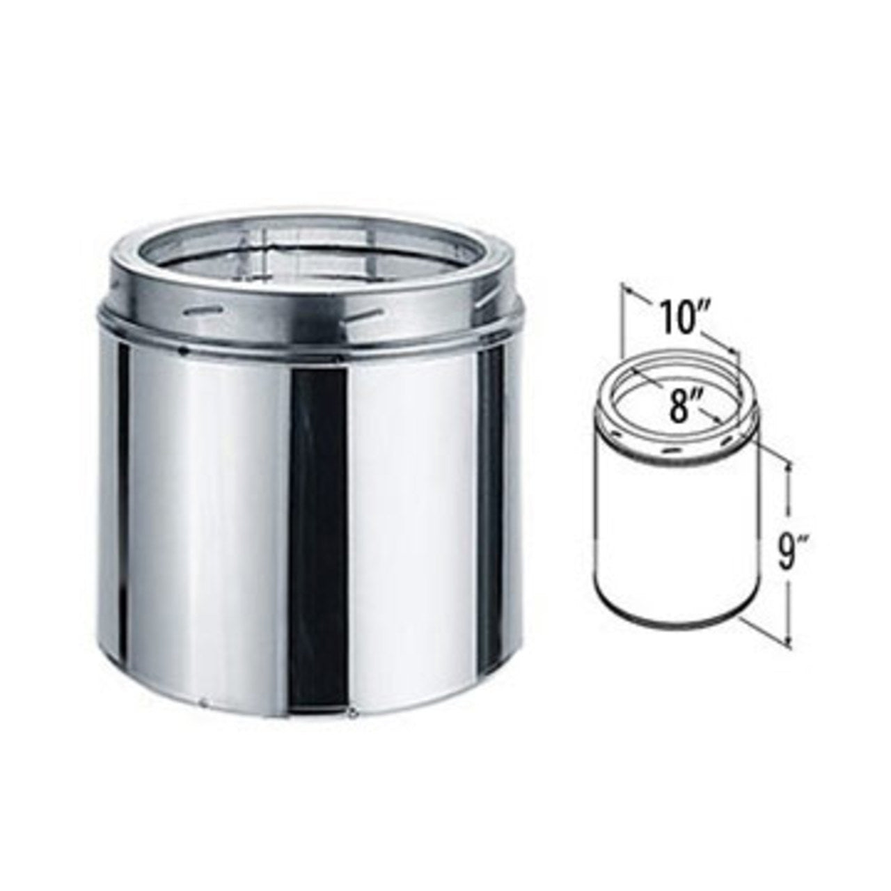 8" x 9" DuraTech Stainless Steel Chimney Pipe - 8DT-09SS