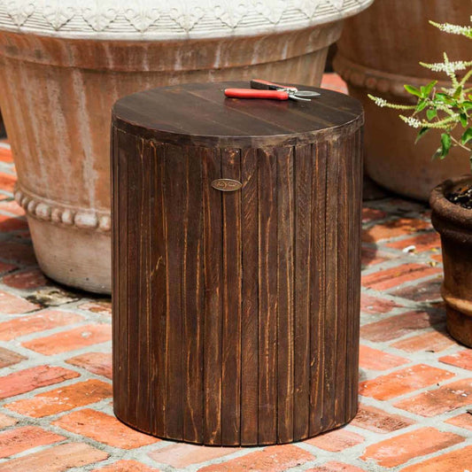 Rustic Round Garden Stool - Wood Grain