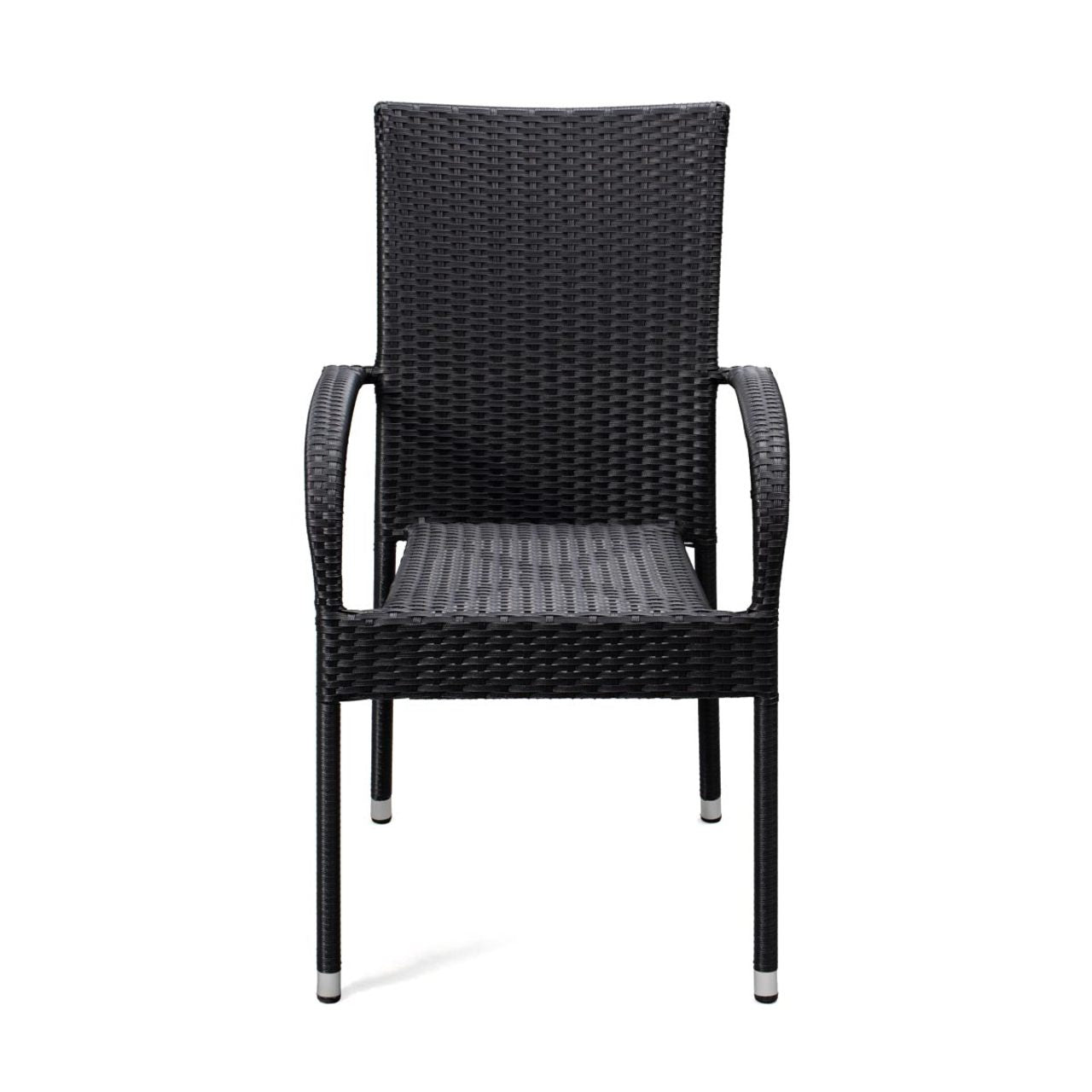 Set of 4 Outdoor Wicker Chairs - Black
