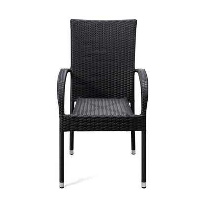 Set of 4 Outdoor Wicker Chairs - Black