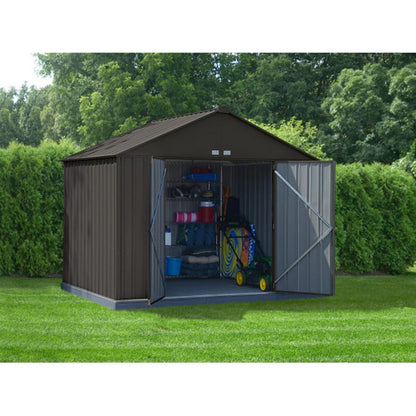 EZEE Extra High Gable - Galvanized Steel 10' x 8' Storage Shed - Charcoal