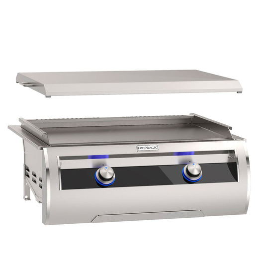 FireMagic E660i Echelon 30" Gourmet Built-In Griddle with Black Glass Control Panel NG-LP - E660I1T4N/E660I1T4P