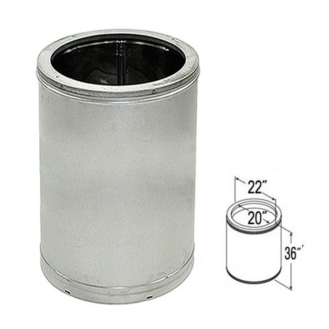 20'' x 36'' DuraTech Galvanized Chimney Pipe - 20DT-36
