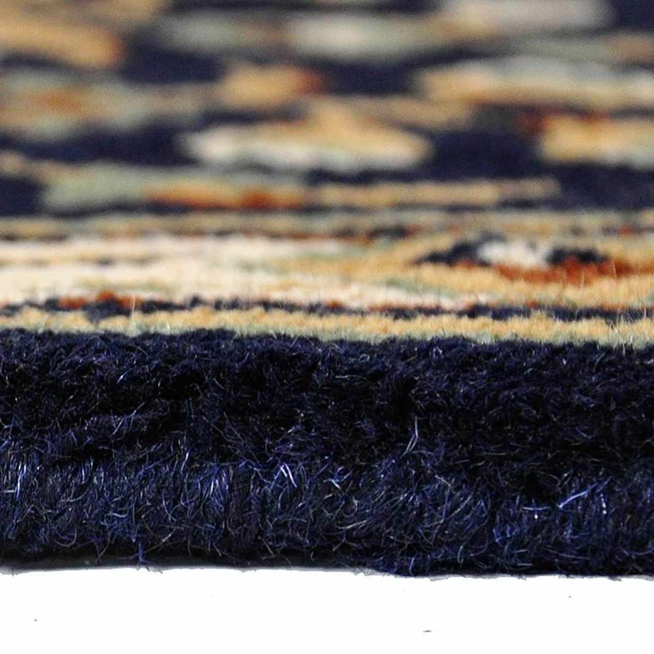 44" Half Round Blue Oriental Fireplace Rug