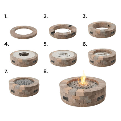 Outdoor Greatroom Bronson Block Square/Round Gas Fire Pit Kit - BRON5151-K/BRON52-K