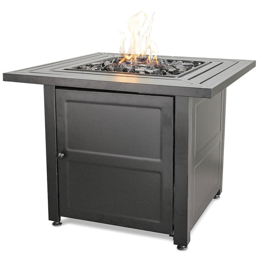 LP Gas Outdoor Fire Pit w/ 30" Steel Mantel - Brown
