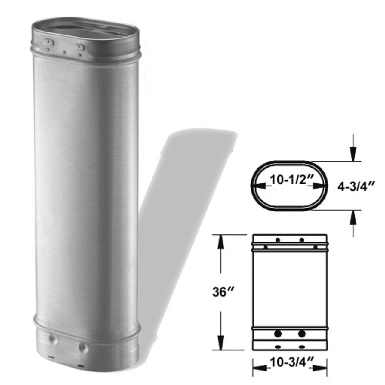 8'' x 36'' DuraLiner Oval Rigid Chimney Relining Pipe - 8DLR-36O