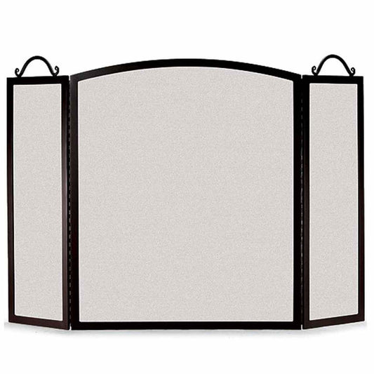 Pilgrim Large Traditional Arch Three Panel Fireplace Screen - Black