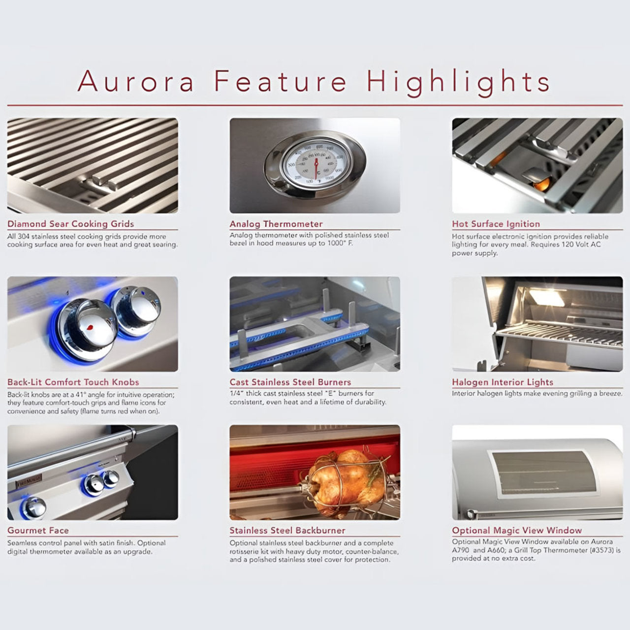 FireMagic A430i Aurora 24" Built-In Grill with Analog Thermometer, NG-LP - A430I7EA