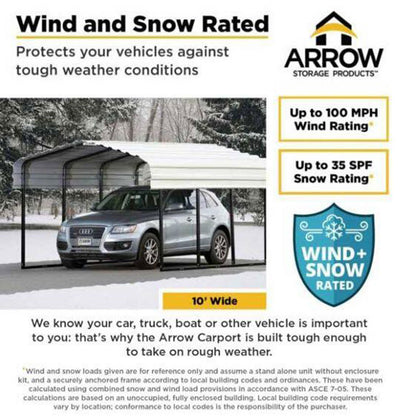 Arrow Carport 10x29x7 Ft. - Eggshell