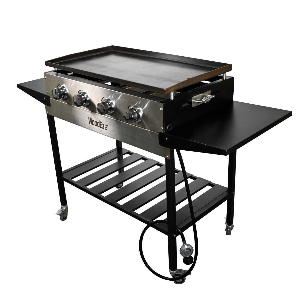 WoodEze 4-Burner Flat Top Griddle Gas Grill - Black and Stainless Steel