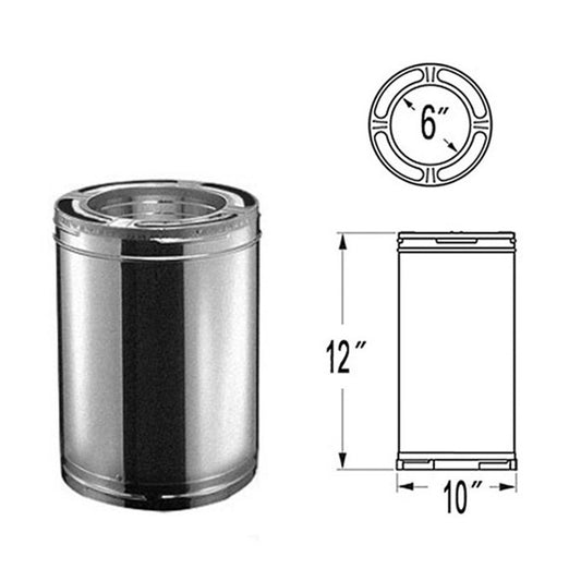 6" x 12" DuraPlus Galvanized Chimney Pipe - 6DP-12