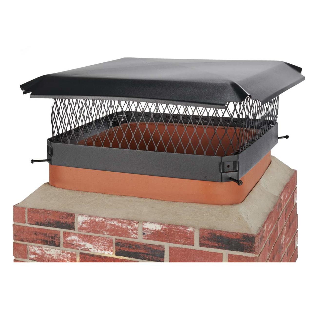20" x 20" Black Galvanized Single Flue Chimney Cap - 3/4" Mesh