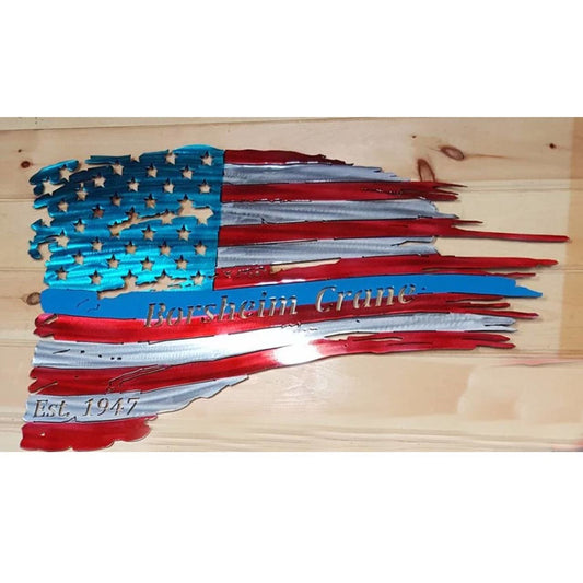 36" Decorative Metal Art - Customizable Tattered Flag