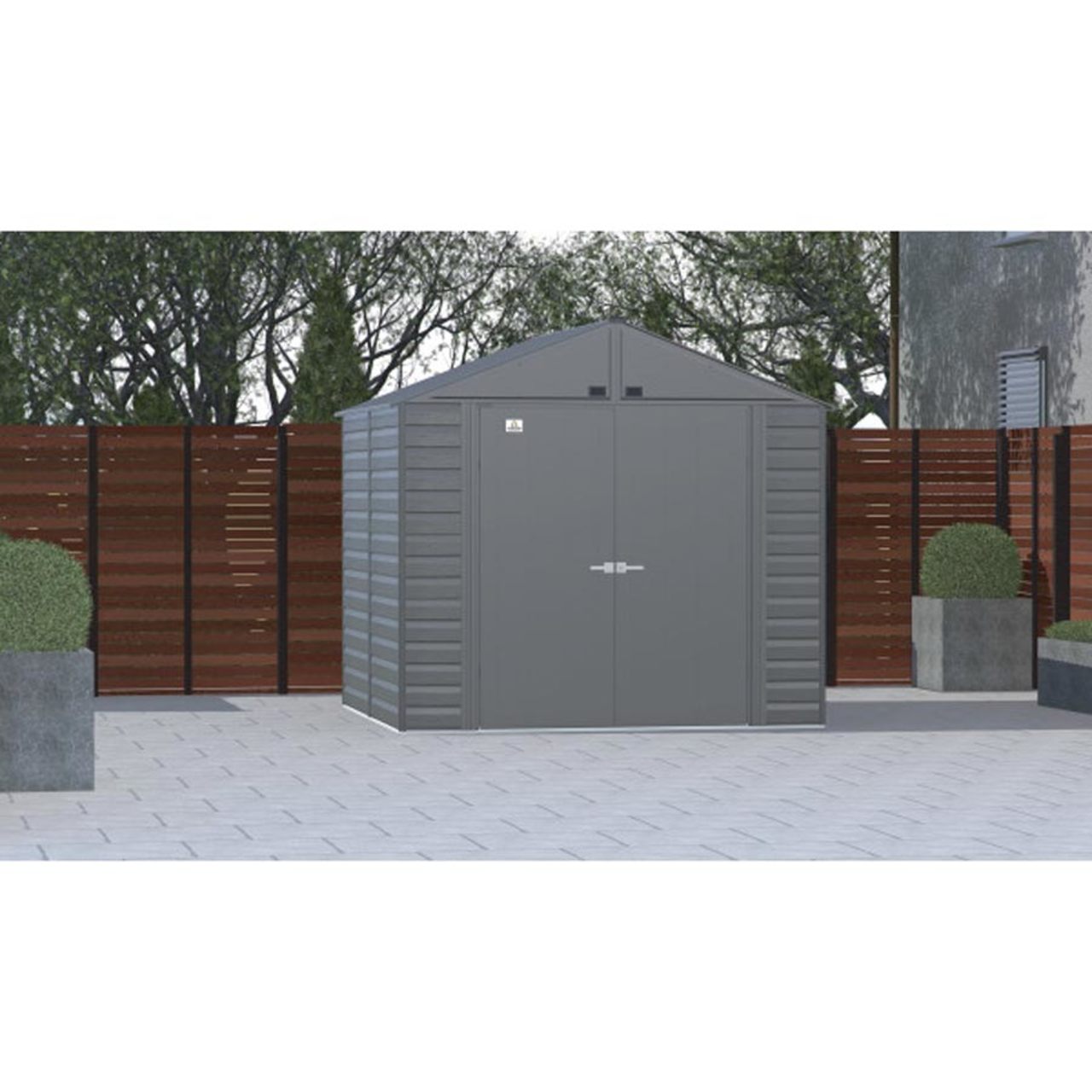 Arrow Select 8' x 8' Steel Storage Shed - Charcoal