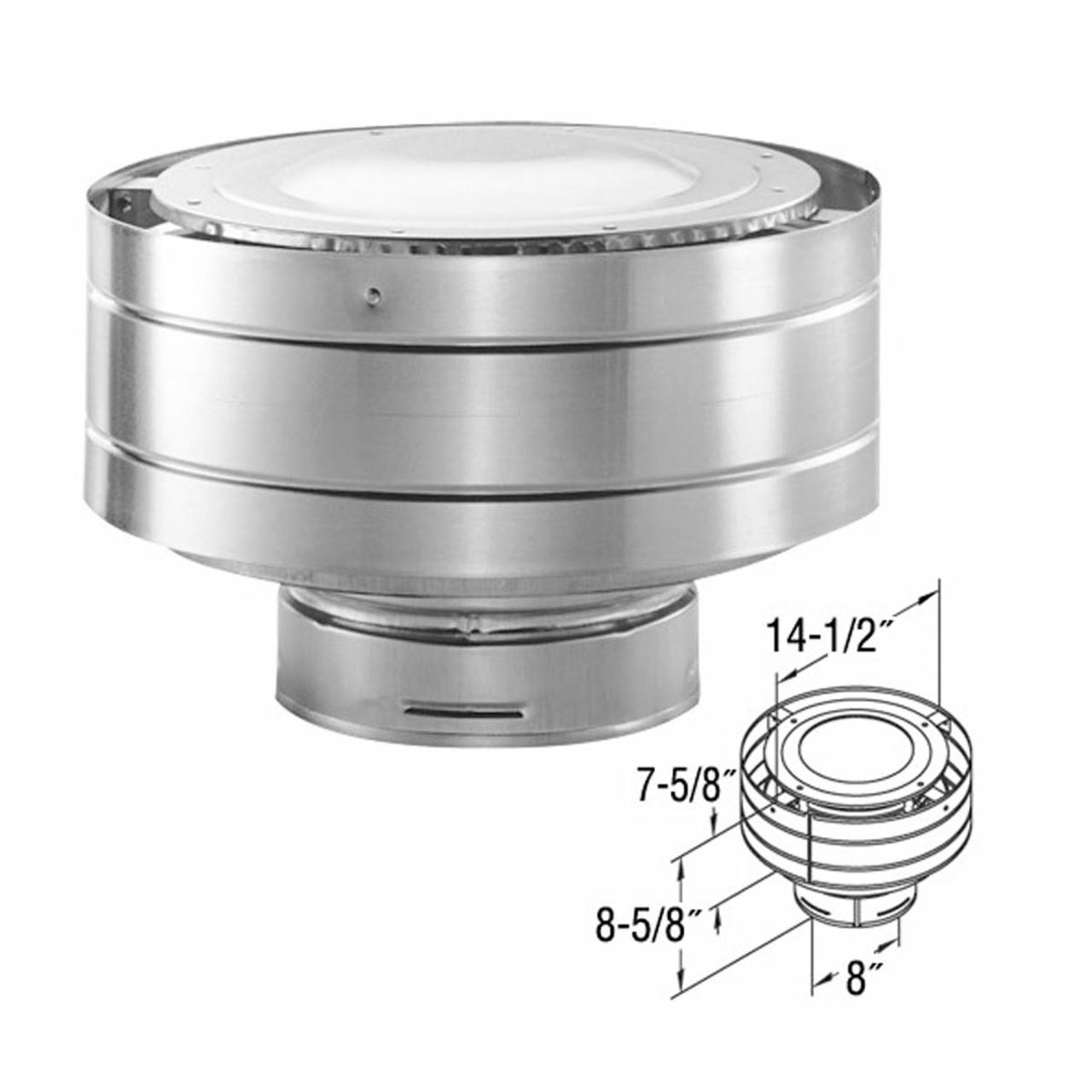 5" x 8" DirectVent Pro Aluminum Low Profile Termination Round Cap - 58DVA-VC