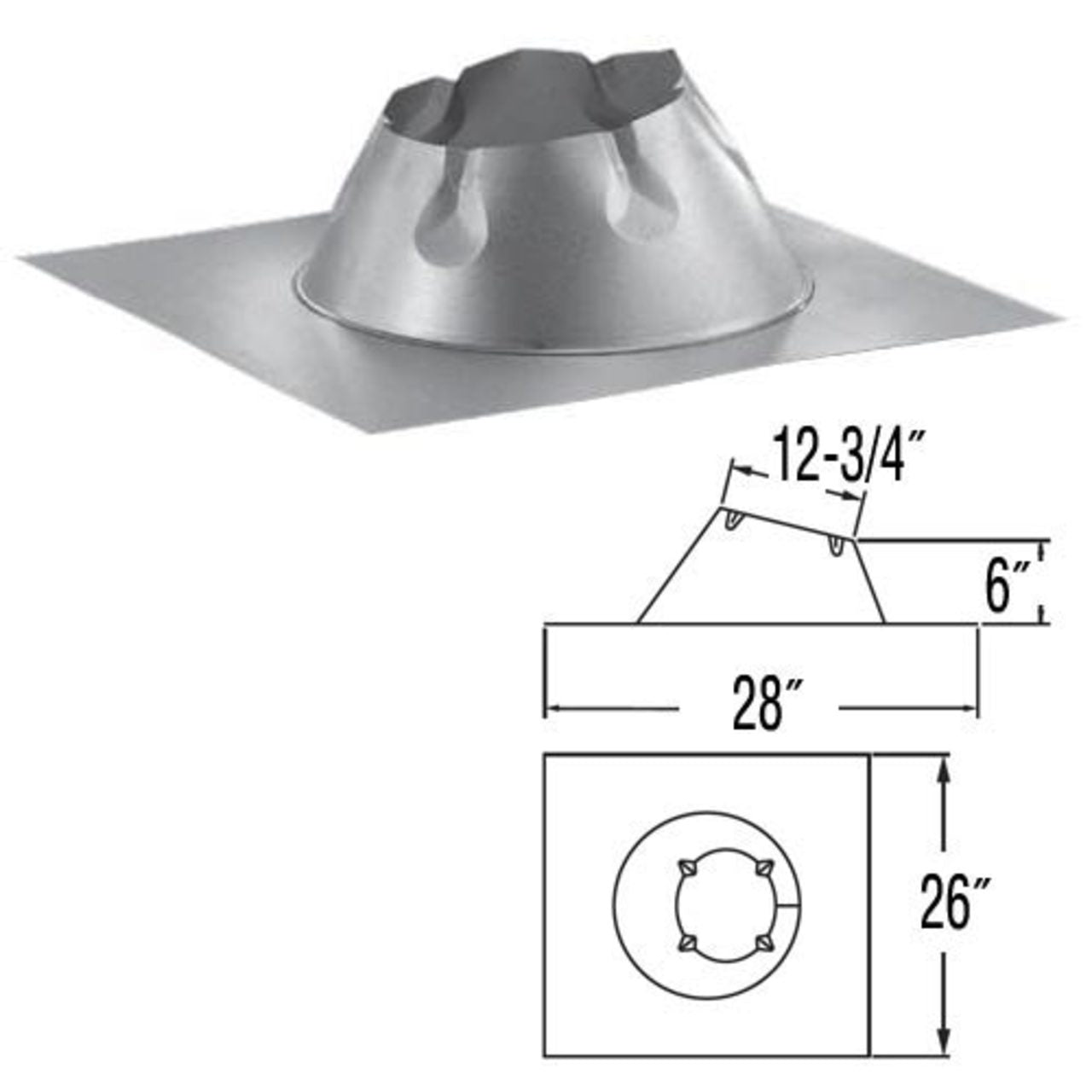 8" DuraPlus 0/12 - 6/12 Metal Roof Flashing - 8DP-F6DSA