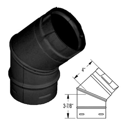 4" PelletVent Pro Black 45 Degree Elbow - 4PVP-E45B