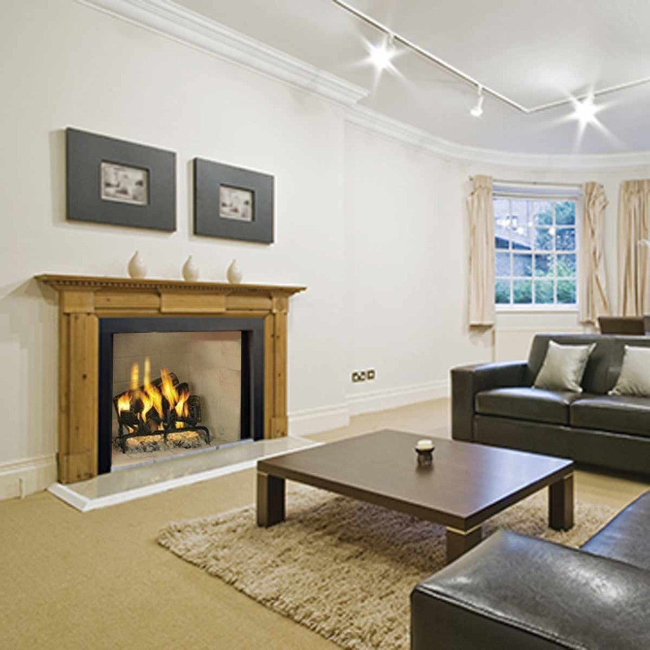 42" Superior Woodburning Fireplace with White Stacked Brick