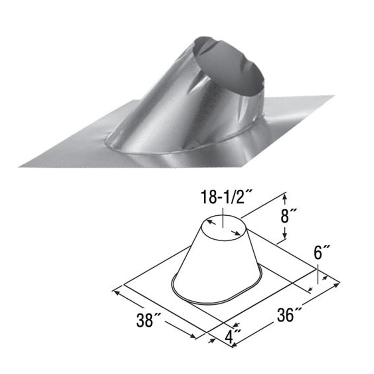 16'' DuraTech 0/12 - 6/12 Adjustable Roof Flashing - 16DT-F12