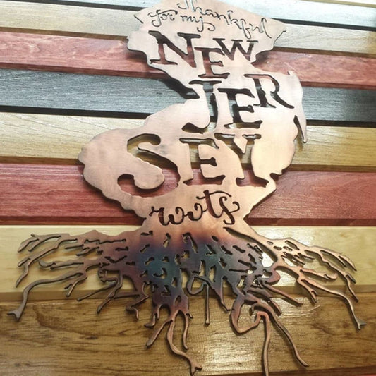 24" Decorative Metal Art - Thankful For My State Roots - in Copper or Silver