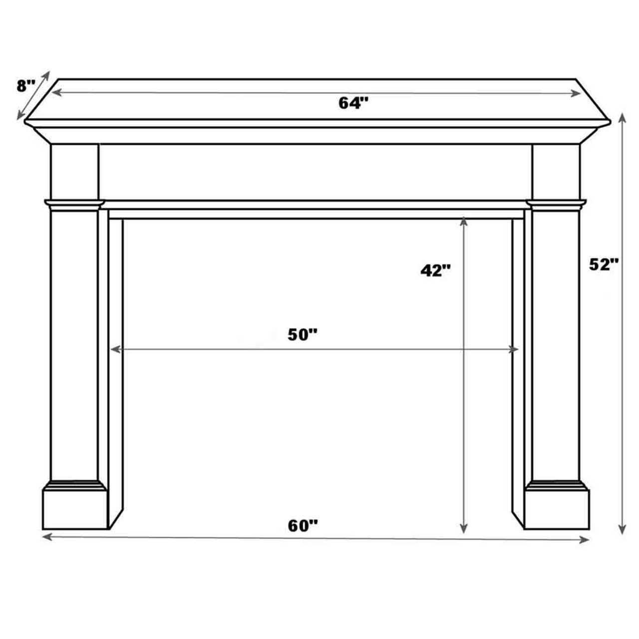 50" Alamo Unfinished Fireplace Mantel by Pearl Mantels
