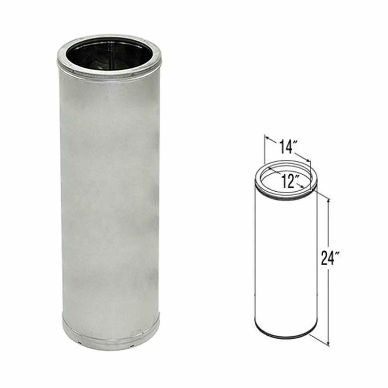 12" x 24" DuraTech Galvanized Chimney Pipe - 12DT-24
