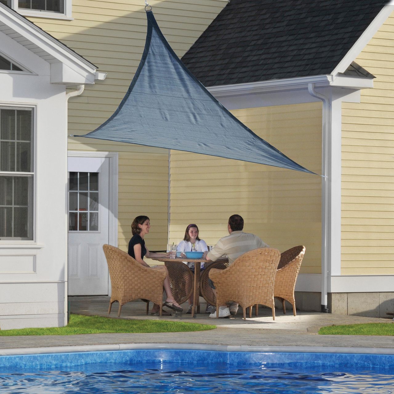 16' x 16' Heavyweight Triangle Shade Sail - Sea Blue