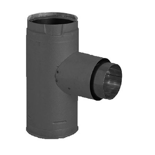 3" PelletVent Pro Black Increaser Adapter Tee with Clean-Out Tee Cap - 3PVP-TADX4B1