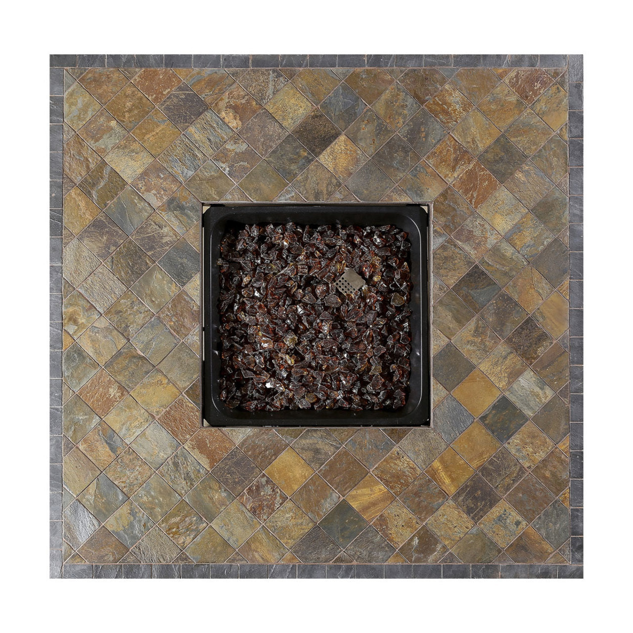 The Elizabeth - LP Gas Outdoor Fire Pit w/ 42" Slate Tile Mantel - Bronze