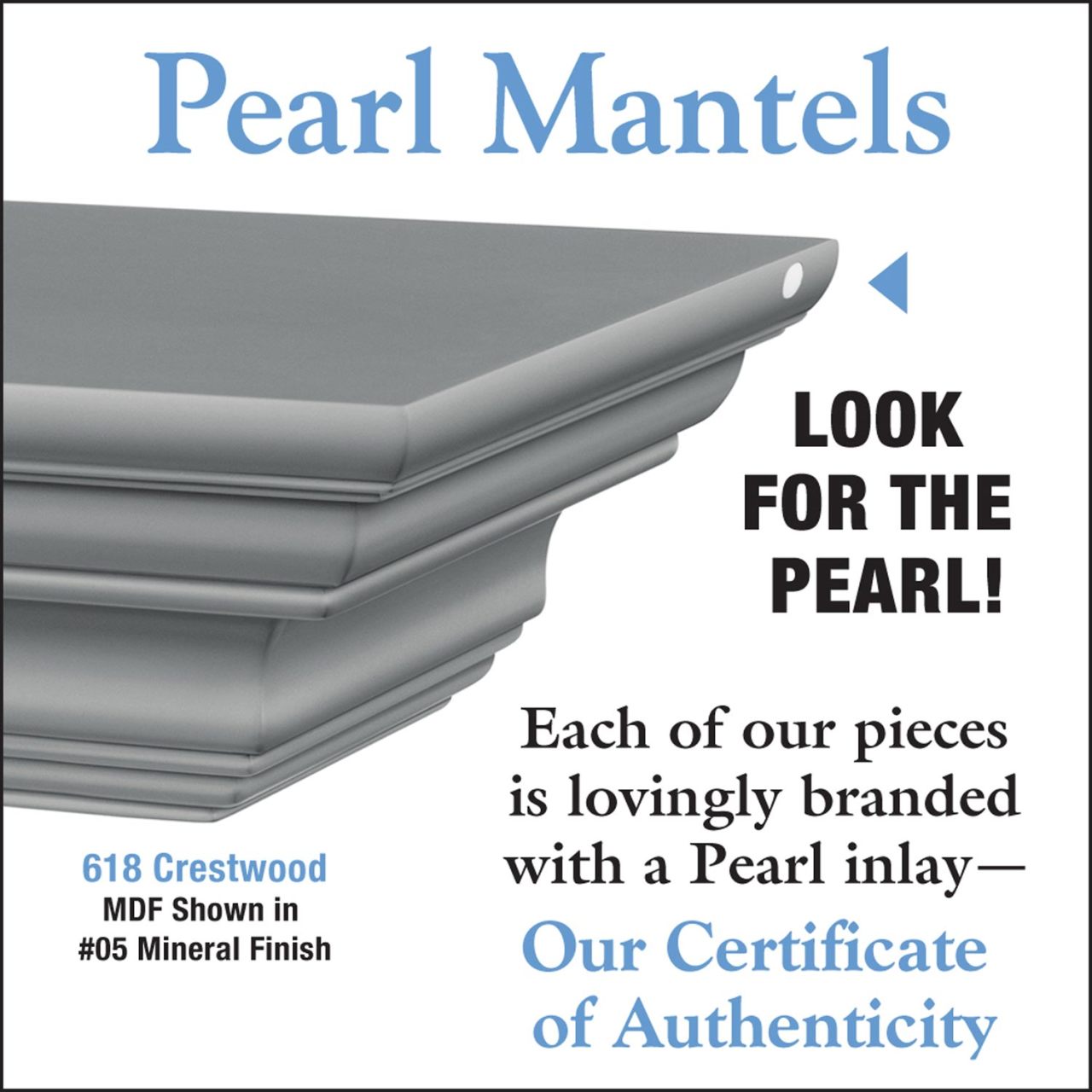 48" Crestwood MDF Fireplace Shelf by Pearl Mantels - Mineral Finish