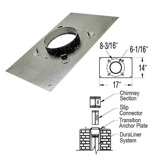6" DuraLiner 14" x 17" DuraTech Transition Anchor Plate - 6DT-AP14X17