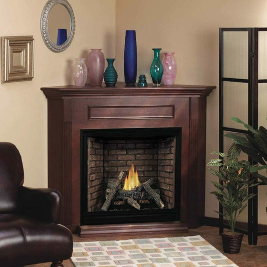 White Mountain Hearth Corner Cabinet Mantel with Base, Cherry EMBC1SC